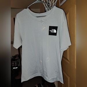 Men's LRG Northface Japanese blossom cropped shirt. Pastel Grey